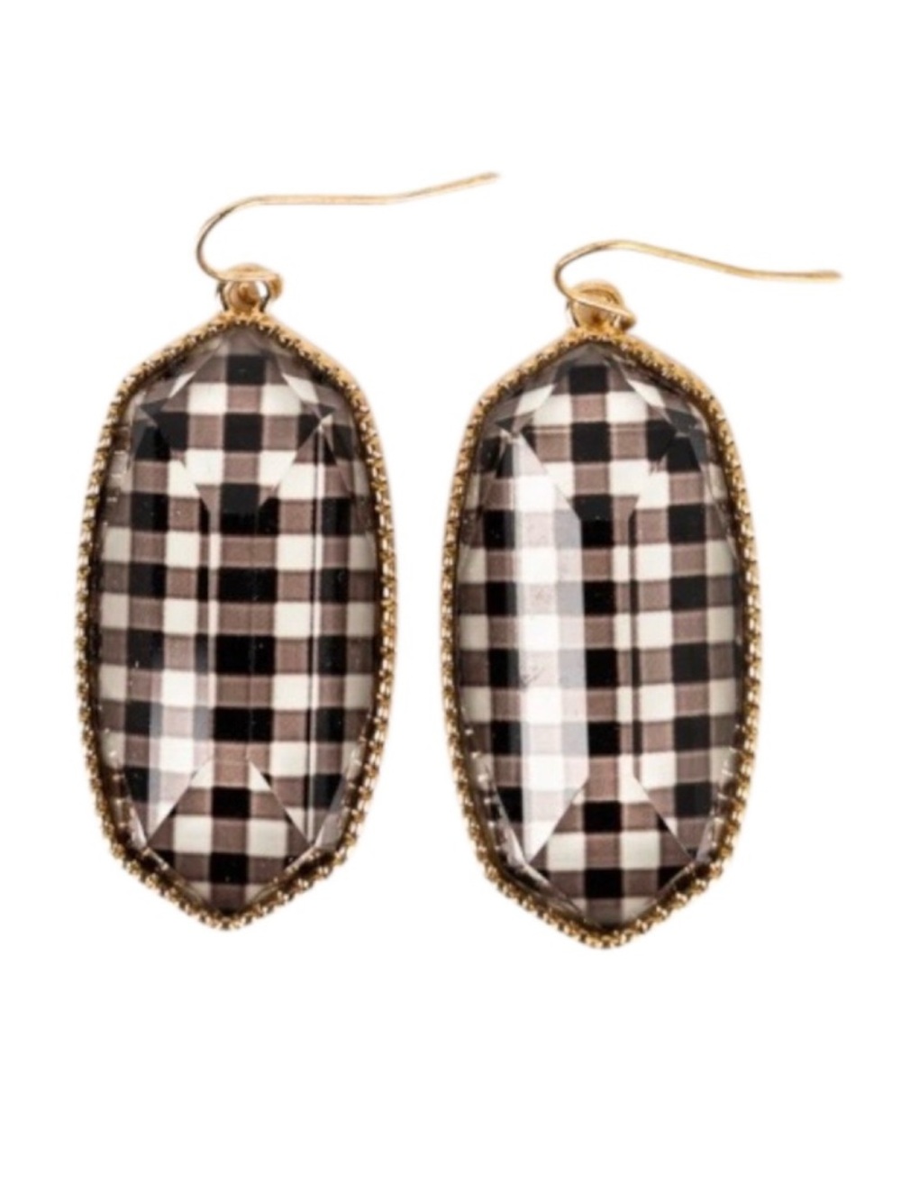 No. 3 Mia Black Check Earrings (NWT)